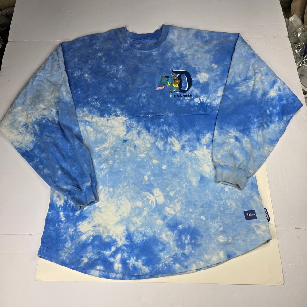 Disneyland Resort Tie-Dye Lilo & Stitch‎ Spirit Jersey Adult S Blue White Disney